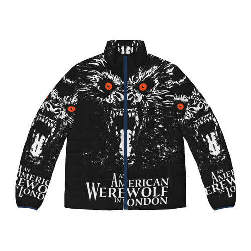 An American Werewolf in London puffer jacket featuring a wolf transformation graphic