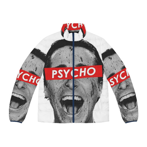 American Psycho Patrick Bateman Puffer Jacket featuring Christian Bale as the iconic 80s horror character