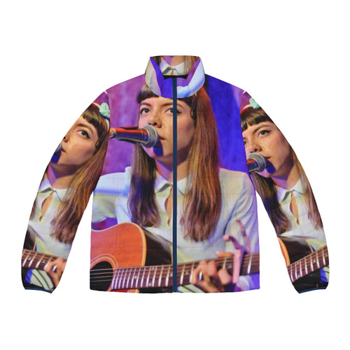 Alyssa Edwards wearing a puffer jacket with the "back rolls" catchphrase from RuPaul's Drag Race