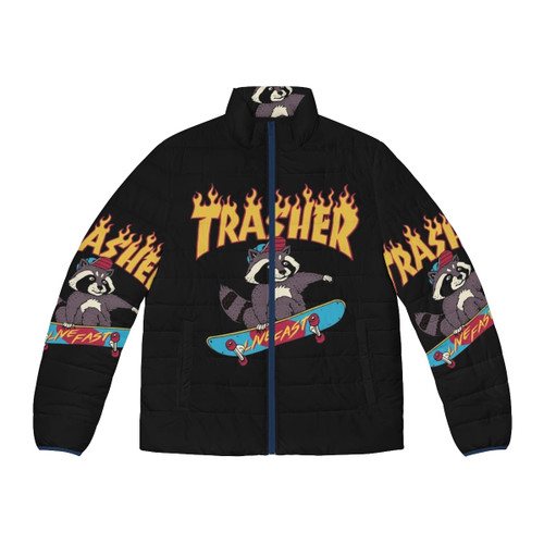 Trasher Retro Puffer Jacket featuring skateboard, retro, and animal graphics