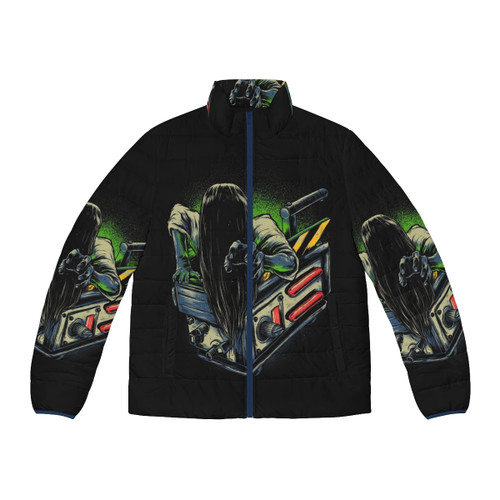 Puffer jacket with ghostly design, perfect for horror and paranormal enthusiasts