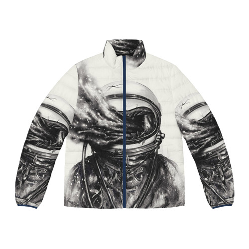 Transposed puffer jacket with a surreal, space-inspired design