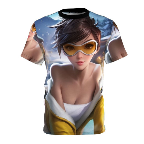 Anime style hot spring t-shirt with Overwatch inspired design for gamers and anime fans