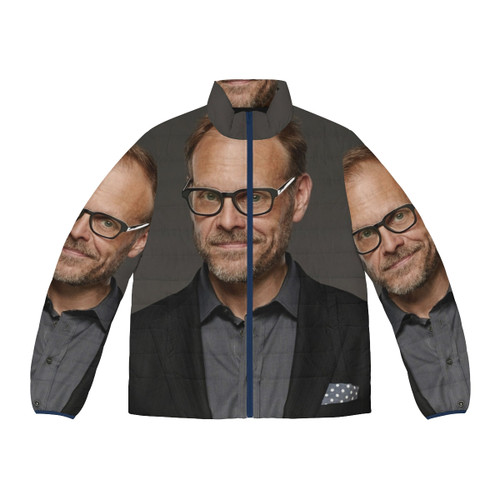 Alton Brown wearing a warm and stylish puffer jacket