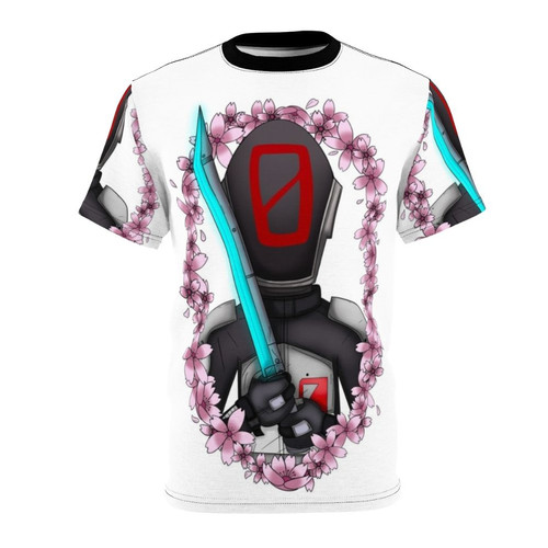 Borderlands Zer0 inspired cherry blossom design on a t-shirt for gaming fans