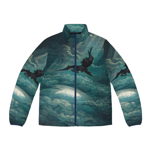 Puffer jacket featuring the classic biblical artwork of Paradise Lost colorized by Gustave Doré