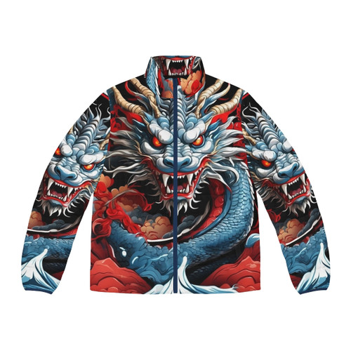 Dragon Chinese Zodiac Puffer Jacket featuring traditional Chinese horoscope design