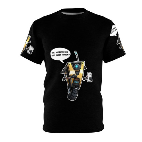 Borderlands Claptrap fan art graphic on a t-shirt
