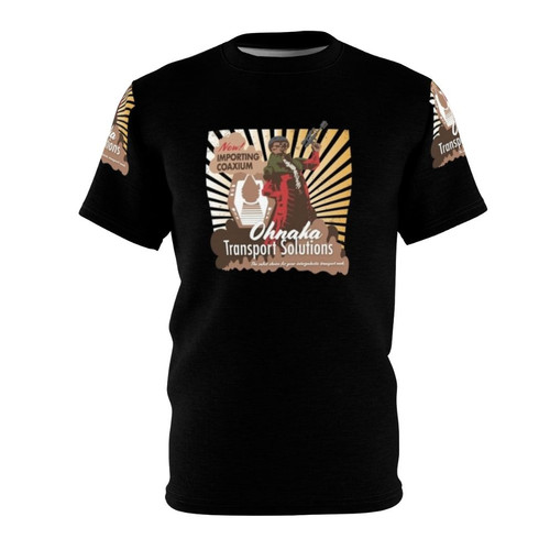 Hondo Ohnaka inspired star wars AOP t-shirt design featuring the Millennium Falcon and Ohnaka Transport Solutions