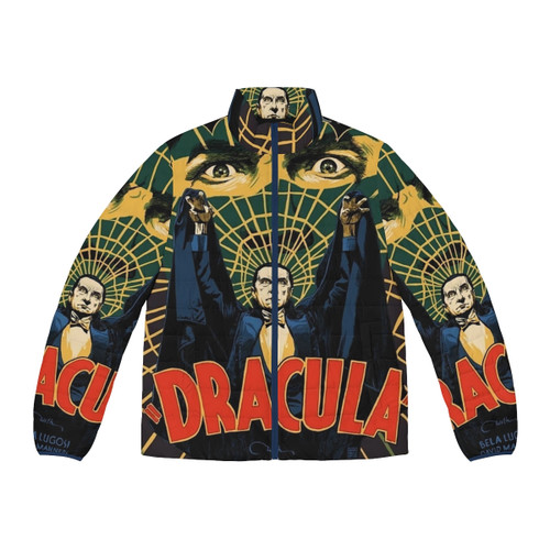 Dracula 1931 puffer jacket featuring Bela Lugosi's iconic vampire look