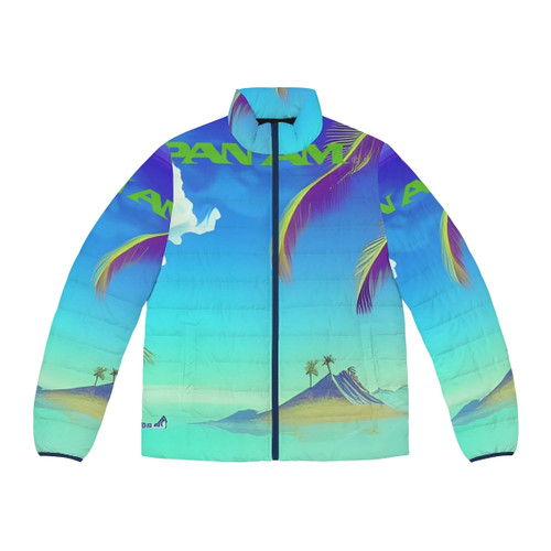 Retro Pan Am puffer jacket with vintage airline logo and design