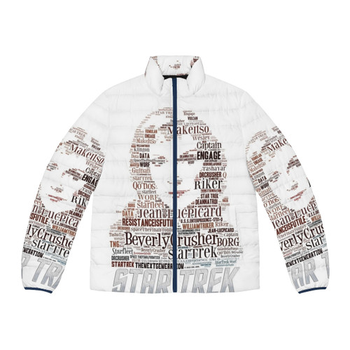Dr. Crusher puffer jacket with Star Trek: The Next Generation logo and design