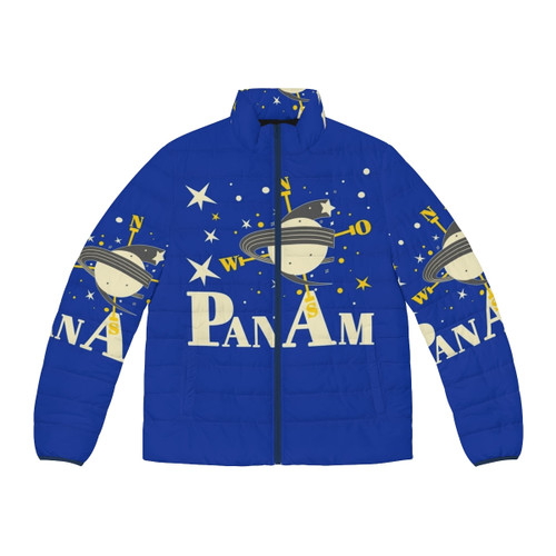 Vintage Pan Am American World Airways sky puffer jacket with iconic branding
