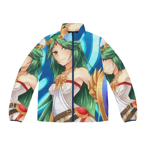 Palutena warrior puffer jacket with green color and anime/video game inspired design