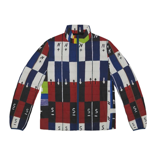 Alfred Jensen's abstract geometric and mystical seascape puffer jacket design