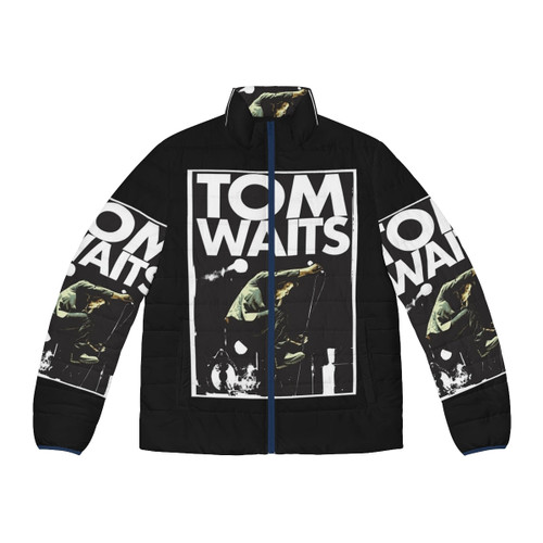 Man wearing a Tom Waits Puffer Jacket 3, a stylish and warm winter coat