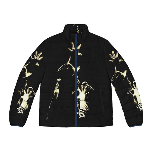 Tom Waits Graphite Puffer Jacket with Microphone Graphic