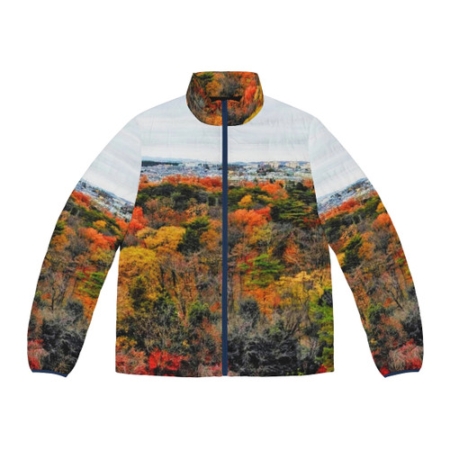 Model wearing black Tokyo Japanese puffer jacket