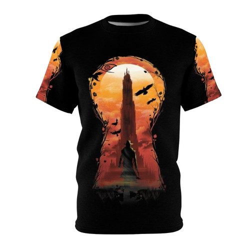 Mysterious fantasy fiction t-shirt design inspired by The Dark Tower book series by Stephen King