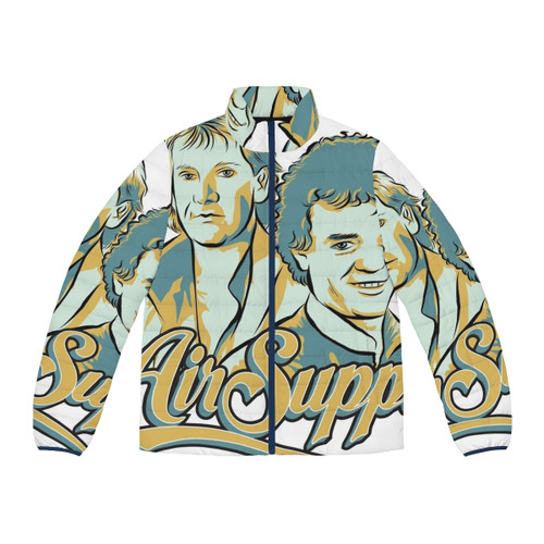 Airbus A380 inspired puffer jacket with airplane and aviation themed design