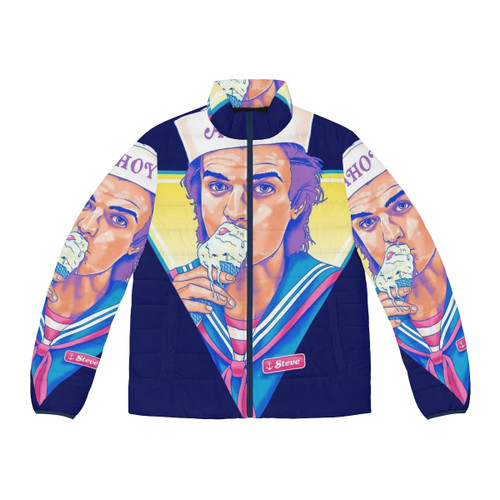 Ahsoka Tano inspired puffer jacket with star wars togruta jedi silhouette and lightsaber sketch design