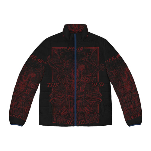 Bloodborne inspired retro gaming puffer jacket