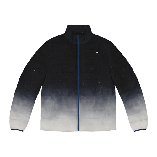 Puffer jacket with a stunning moonscape design, perfect for the cosmic explorer
