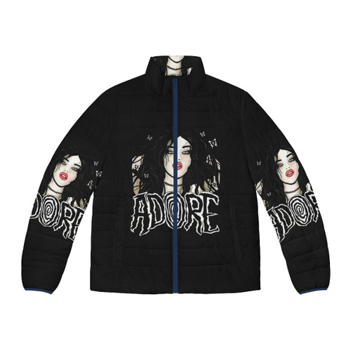 Adore Delano Puffer Jacket featuring drag queen inspired goth punk style
