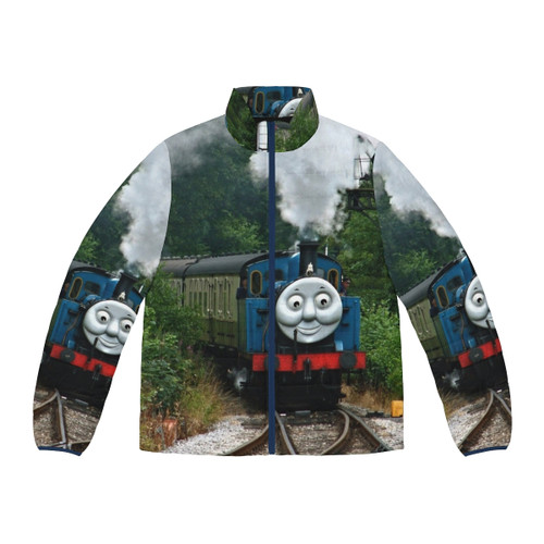 Vintage Thomas Huffing And Puffing Puffer Jacket on a Welsh Steam Railway