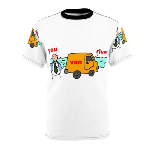 Vintage-inspired graphic t-shirt featuring the iconic "van down by the river" quote from SNL's Chris Farley