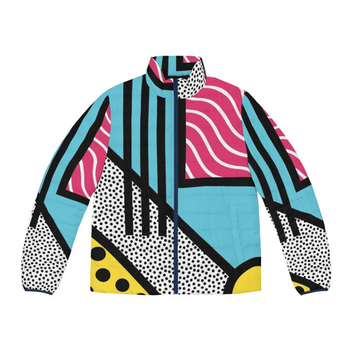 Abstract 80s Memphis pop art style graphics puffer jacket