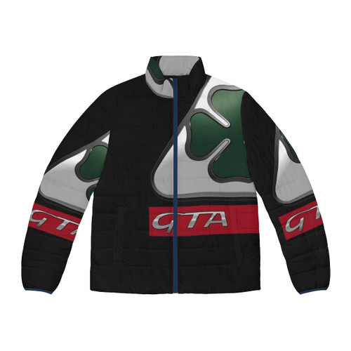 Alfa Romeo Quadrifoglio Monogram Puffer Jacket with Vintage Racing Car Design