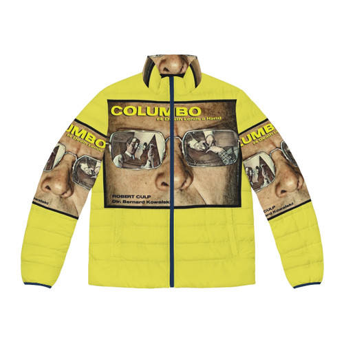Death Lends A Hand Puffer Jacket - Columbo-inspired puffer jacket with retro 70s/80s design