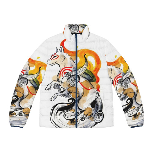 Okami Amaterasu Puffer Jacket featuring Japanese wolf design