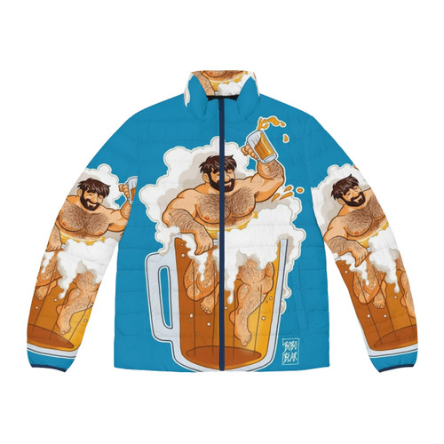 A large, plush puffer jacket perfect for the big, burly gay bear