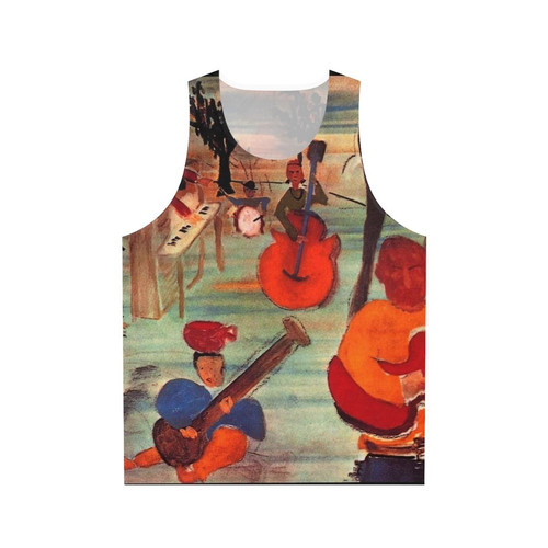 Classic 'Music From Big Pink' unisex tank top with guitar, drums, and piano