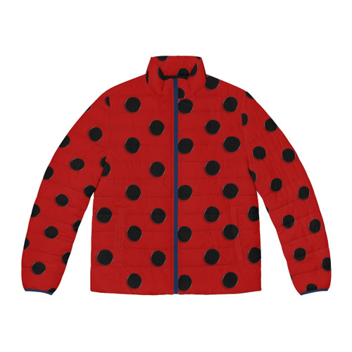 Cute ladybug puffer jacket with polka dot pattern and ladybug details