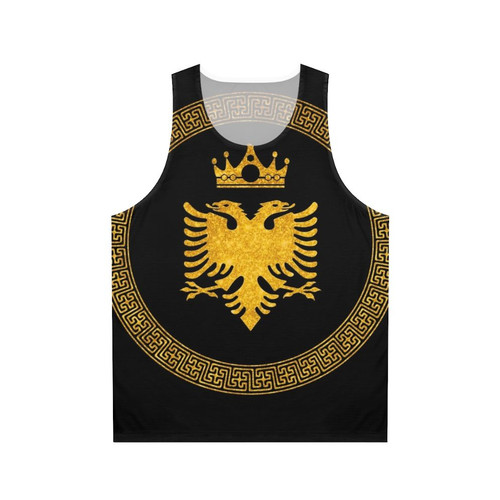 Unisex tank top with Albanian flag and double headed eagle design