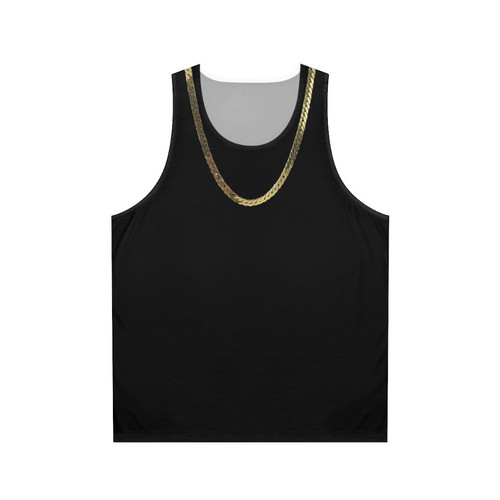 Model wearing gold chain unisex tank top