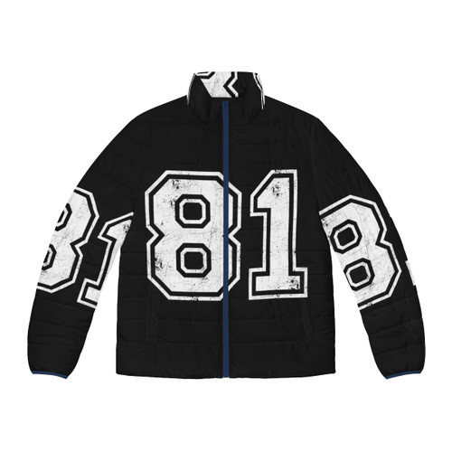 Number 81 sports puffer jacket with a stylish and sporty design
