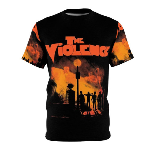 Intense gritty urban horror thriller t-shirt with vibrant colors and retro/vintage design elements