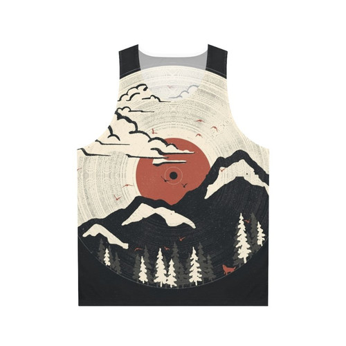 Unisex mountain inspired vinyl record tank top