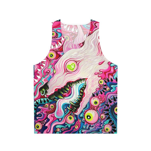 Glitter wolf acrylic painting on unisex tank top