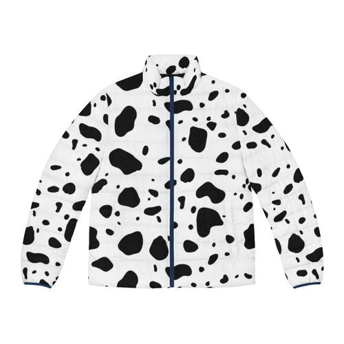 Satanic Damask Puffer Jacket with Occult Symbols and Baphomet Design