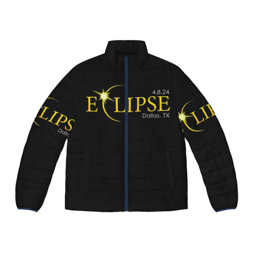 2024 Eclipse Dallas Puffer Jacket featuring the 2024 total solar eclipse