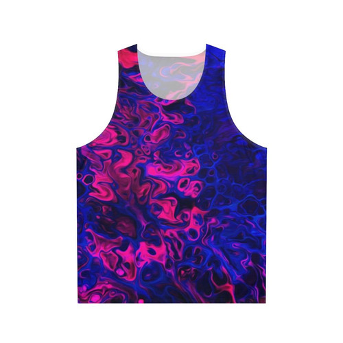 Trippy unisex tank top with abstract fluid art design