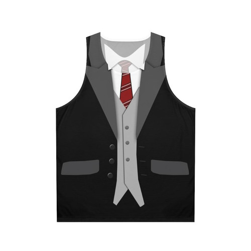 Black suit red tie unisex tank top