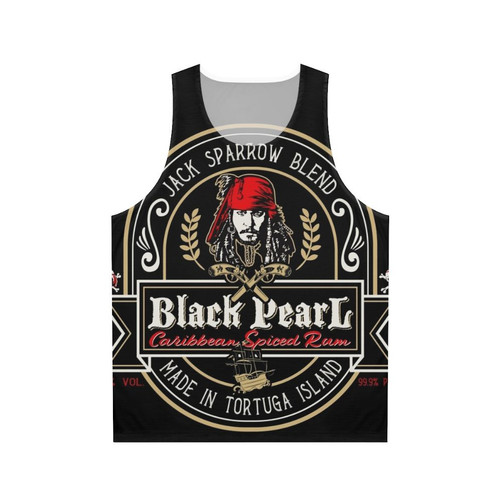 Black rum tank top with pirate graphics