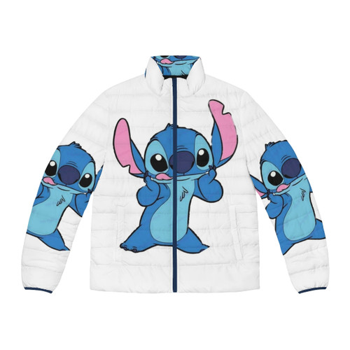 Cute Stitch Puffer Jacket with Lilo and Stitch Flowers