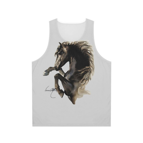 Rearing horse black cut out unisex tank top